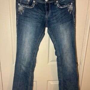 Grace Women's Blue Boot Cut Jeans with Embellishments